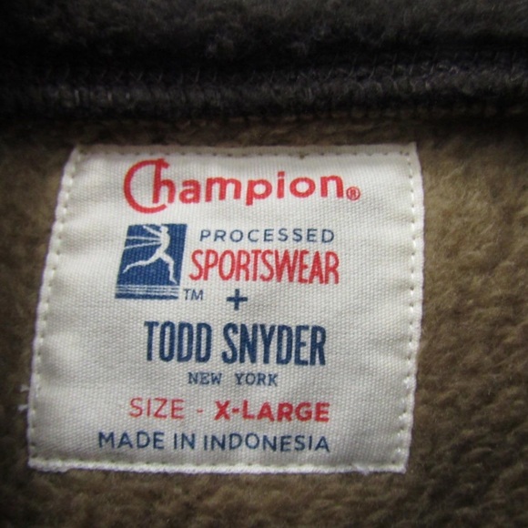 Champion+Todd Snyder Fleece Hoodie Size XL Brown/Orange Half Zip Pullover - Picture 2 of 8